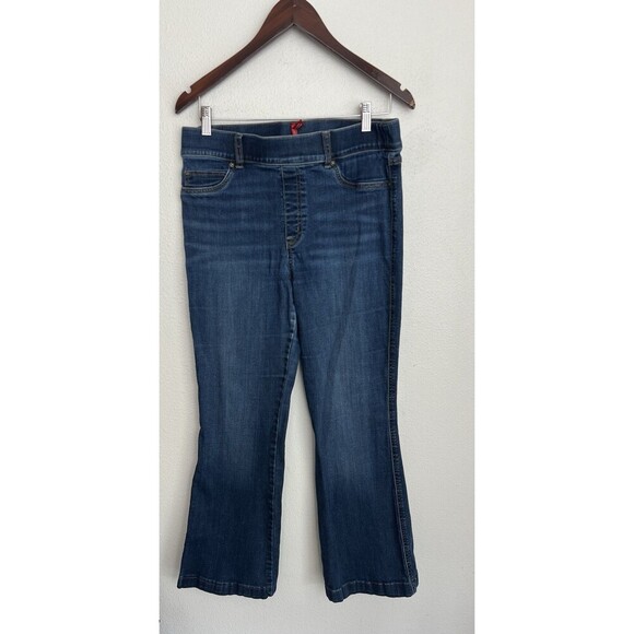 SPANX clean indigo bootcut trousers large comfort normcore denim casual travel - Picture 1 of 5